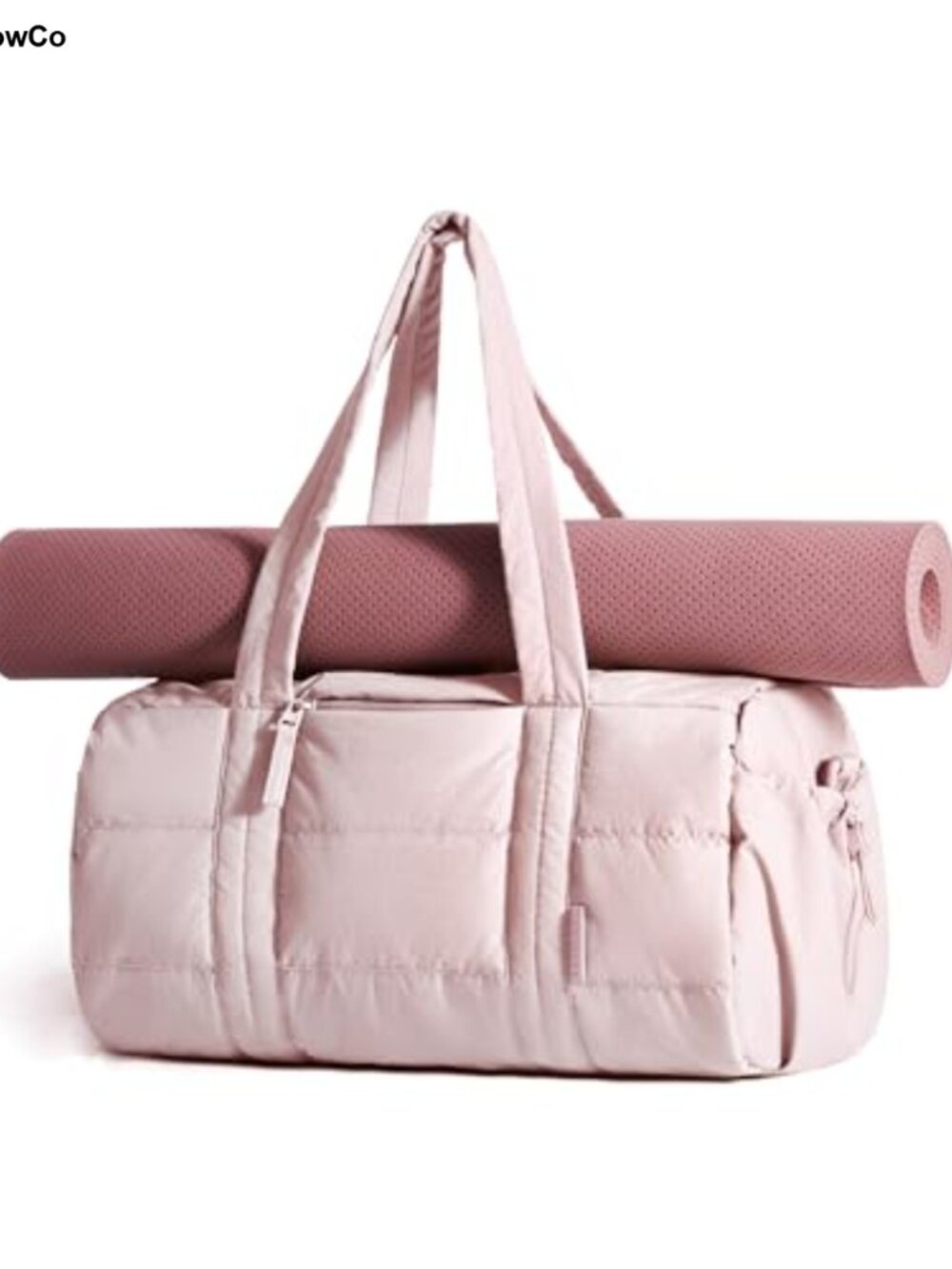 Puffy Quilted Gym Duffle Bag Yoga Mat Straps Dry Wet Pocket Weekender